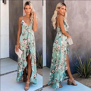 Vici Cleansing Sage Floral Maxi Dress